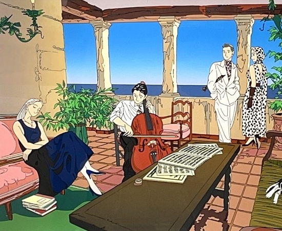 わたせせいぞうの絵画作品　タイトルはサンセットパーティー (1991)